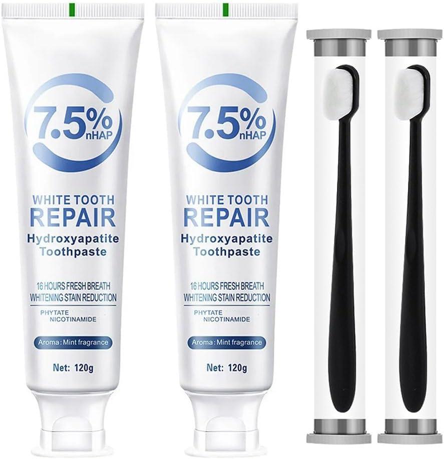 Hydroxyapatite Toothpaste for Enamel Protection & Tooth Strength, Mint Flavor, Fresh Breath, Daily Use (3.53 Ounce (Pack of 2), Blue)