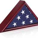 Creations 5' x 9.5' American Veteran Burial Flag Display Case Solid Wood Rustic Brown Frame Glass Front Wall Mount or Standing, Memorial Shadow Box Military Uniform Display