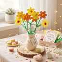 Civaner 36 Sets Mother's Day Crafts Kits for Kids Mothers Day Daffodil Bouquet DIY Crafts Yellow Orange Foam Flower Bouquet Craft Kit for Mom Mother's Days Decor DIY Gifts