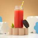 JoyJolt Glass Juice Bottles, 16 oz Glass Bottles with Caps. Set of 8 Juice Containers with Lids for Fridge, and Labels for Juice Jars. Glasses for Juice, Cold Brew Bottles, Smoothie Jars