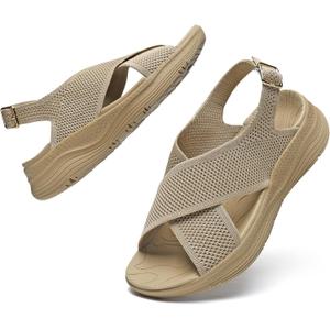 Bravover Womens Orthopedic Sandals Ladies Recovery Sport Outdoor Adjustable Strap Sandals with Comfortable Plantar Fasciitis Arch Support 41