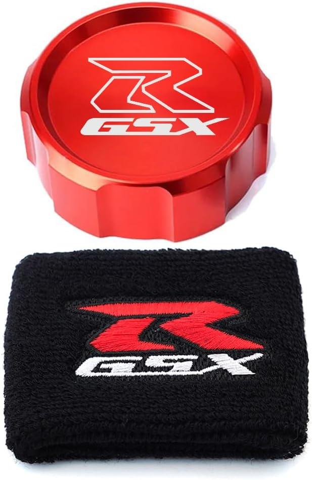 MOWOK For Suzuki GSX-R Gsxr 600 750 1000 GSX-R750 gsx-r600 gsxr1000 Motorcycle CNC aluminium alloy Front Brake Fluid Reservoir Protection Cover and Reservoir cap sock (Red)