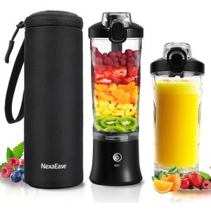 Portable Blender Personal Juicer for Shakes and Smoothies - 20 OZ Electric Protein Shaker Bottle with Insulated Sleeve, Travel Lid, USB-C Rechargeable - Mini Small Blender Cup for Kitchen, Office, Gym