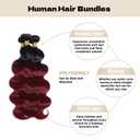T1B/99J Body Wave Bundles Human Hair 10 12 14 Inch Ombre Burgundy Bundles Human Hair Body Wave Raw Brazilian Virgin Remy Quick Weave for Black Women