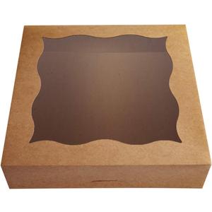 CHERRY 12"x12"x3" Brown Bakery Boxes with PVC Window for Pie and Cookies Boxes Large Natural Kraft Paper Box, Pack of 12