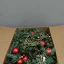 9FT Red Gold Christmas Garland Prelit with Battery Operated 50 LED Lights,Holiday Decoration Stairs Mantle Door Indoor Outdoor