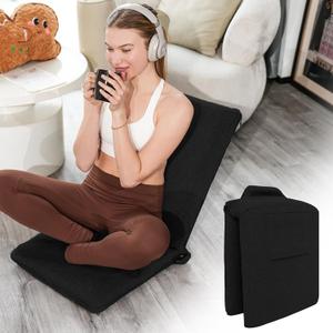 Adjustable Floor Chair with Back Support Foldable Meditation Chair, Black, Upgraded Comfort
