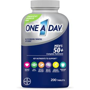 One A Day Mens 50+ Healthy Advantage Multivitamin, Multivitamin for Men with Vitamins A, C, E, B6, B12, Calcium and Vitamin D, Tablet, 200 Count (Pack of 1)