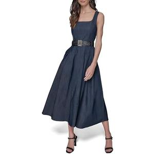 Karl Lagerfeld Women's Belted V Neck Sleeveless Maxi Dress, Size 12