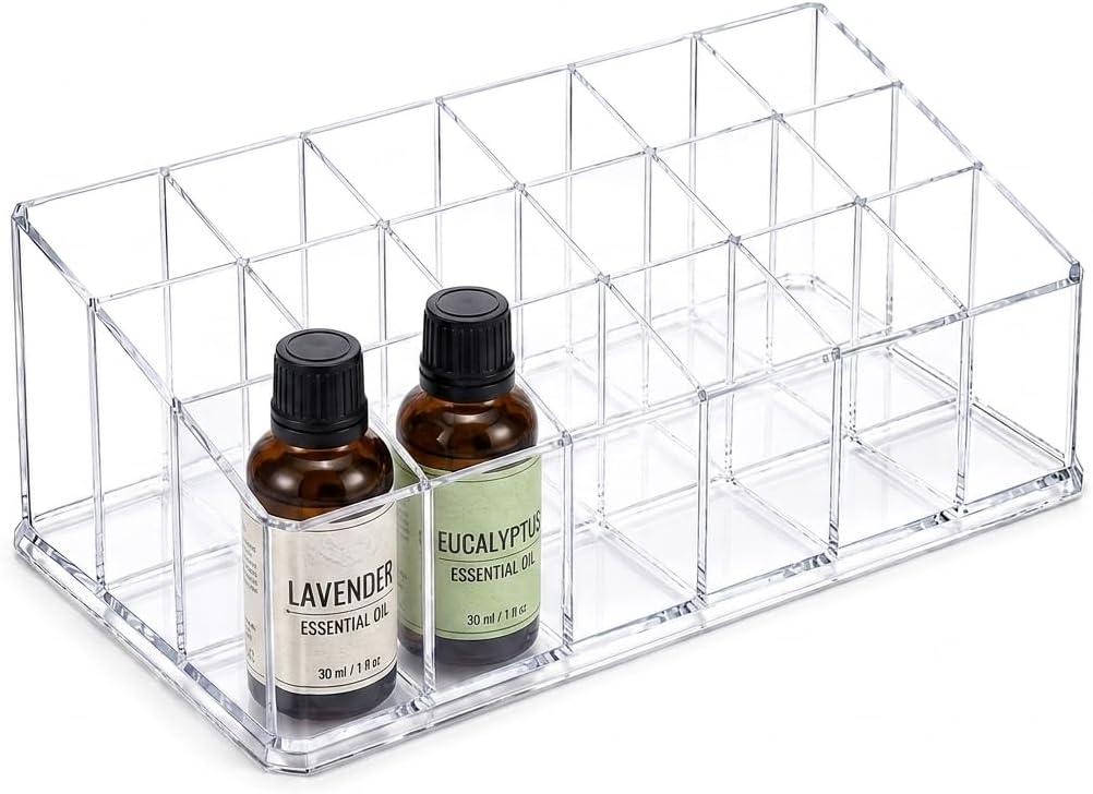 Essential Oil Holder,18 Slots Plastics Essential Oil Storage,for Bottles Perfumes and Nail Polish Shelf,Essential Oil Organizer,Makeup Storage Rack