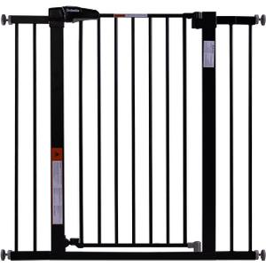 BABELIO 36" Tall Baby Gate, 26-40" Wide Auto Close Pet Gate, PressGuard C5 Pressure Mounted Metal Dog Gate, Easy-Install No Drilling, No Tools Needed, with Wall Protectors and Extension Kits, Black