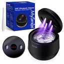 MySmile Dental Ultrasonic Retainer Cleaner Machine- 45kHz UV Denture Cleaner with 200ML Capacity for Aligner, Braces, Mouth Guard, Night Guard, Portable Dental Cleaning Pod with Digital Timer (Black)