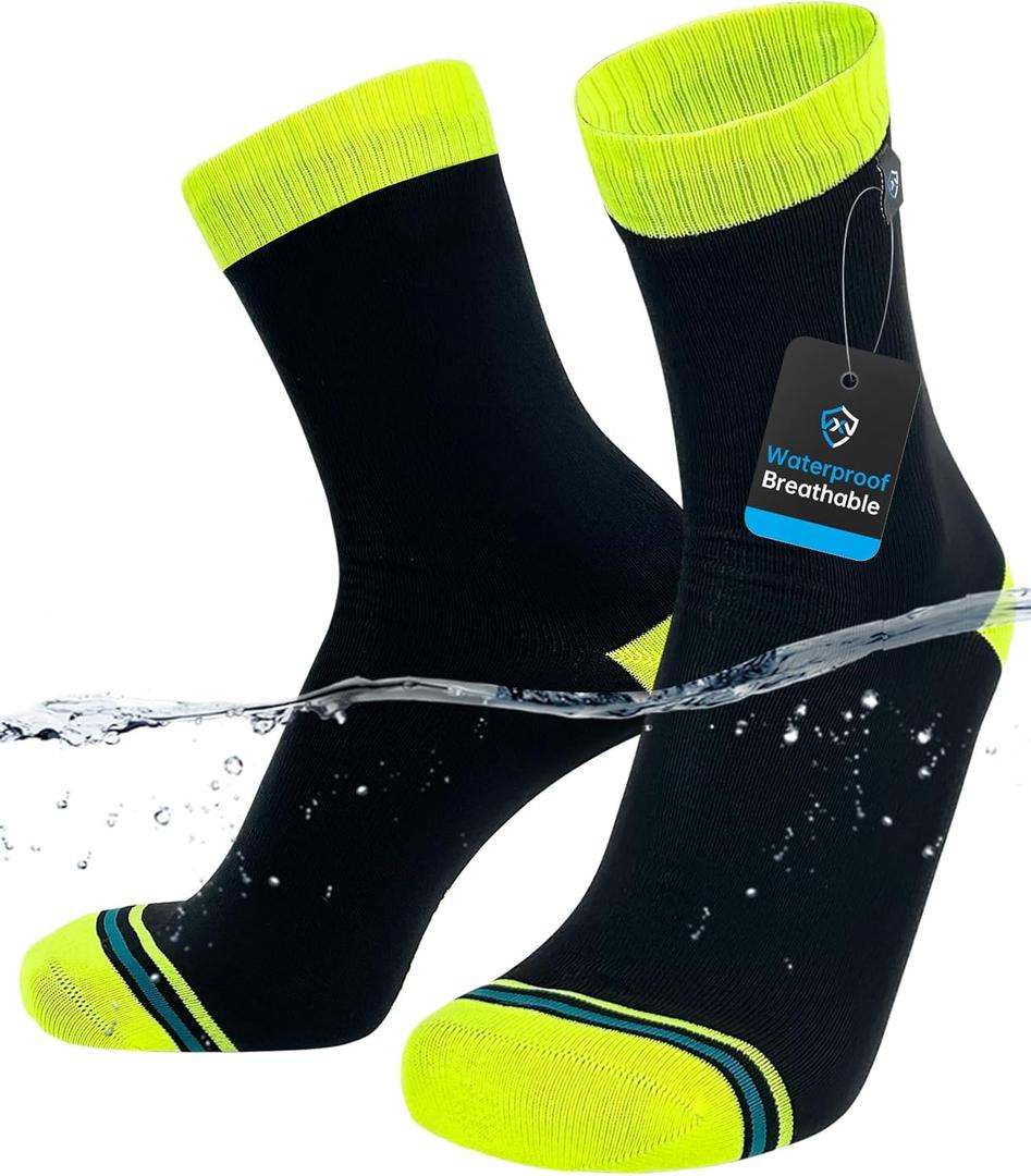 DexShell Waterproof Socks for Men & Women, Hiking Walking Outdoor Activities in Cold Wet Weather, Unisex Over-the-ankle (Medium, Hi-vis Yellow)
