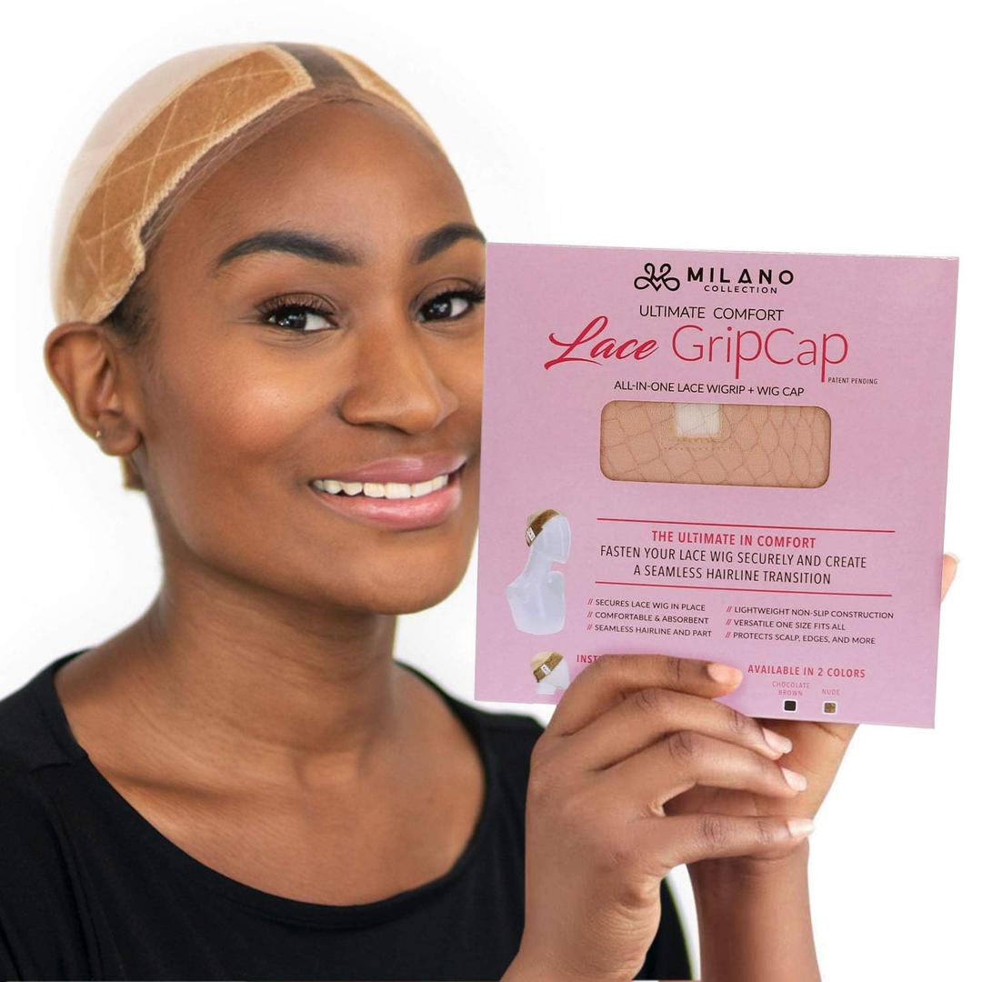 MILANO COLLECTION Lace Wig Grip Cap for Women, Adjustable Wig Caps for Women Non Slip with Headband to Secure Lace Top Perfectly in Place, One Size Fits All, Nude