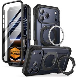 SUPCASE for iPhone 17 Pro Max Case (UBGrip Pro), [Built-in Tempered Glass Screen Protector & Stand] [Camera Control Cover] [Compatible with MagSafe] Full Body Heavy Duty Magnetic Phone Case, Black
