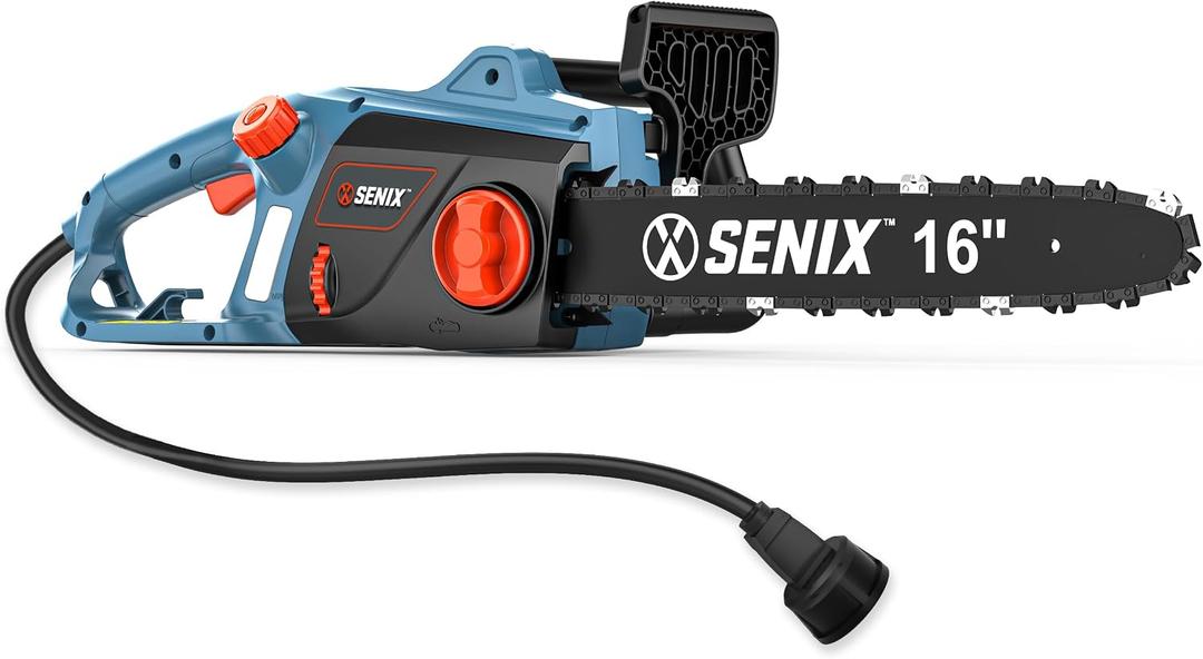 SENIX Electric Chainsaw,16" Corded Chainsaw,12 Amp for Wood Cutting,CSE12-M