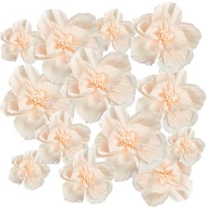 Cholemy 24 Pcs Tissue Paper Flowers, Crepe Paper Flowers Decorations 8" 10" 12" for Wedding Party Baby Bridal Shower Carnival Party Birthday Nursery Wall Decor (Beige)