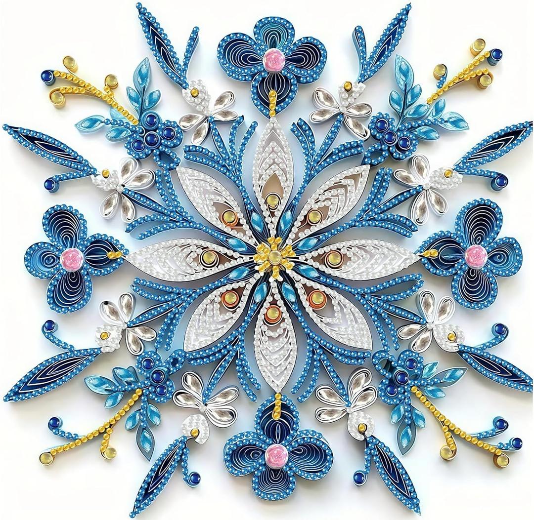 BYGFHLYW 5D Crystal Art Diamond Painting Kits for Adults, Elegant Blue Mandala Flower Diamond Art Kits for Adults Beginner, DIY Diamonds Dot Gem Painting for Home Wall Decor 11.8x11.8inch