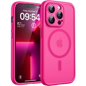 TOCOL for iPhone 13 Pro Case, Full Camera Protection, Compatible with Magsafe, Drop Protection, Translucent Magnetic Matte Phone Case for iPhone 13 Pro 6.1 inch (Hot Pink)