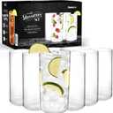 Kitchen Lux Thin Round Drinking Glasses Set of 6-19 oz Tall Water Glasses - Highball Glass Cups Set - Elegant Drinkware - Deluxe Glassware Sets for Sparkling Cocktails, Wine, Beer, Whiskey, Dinner