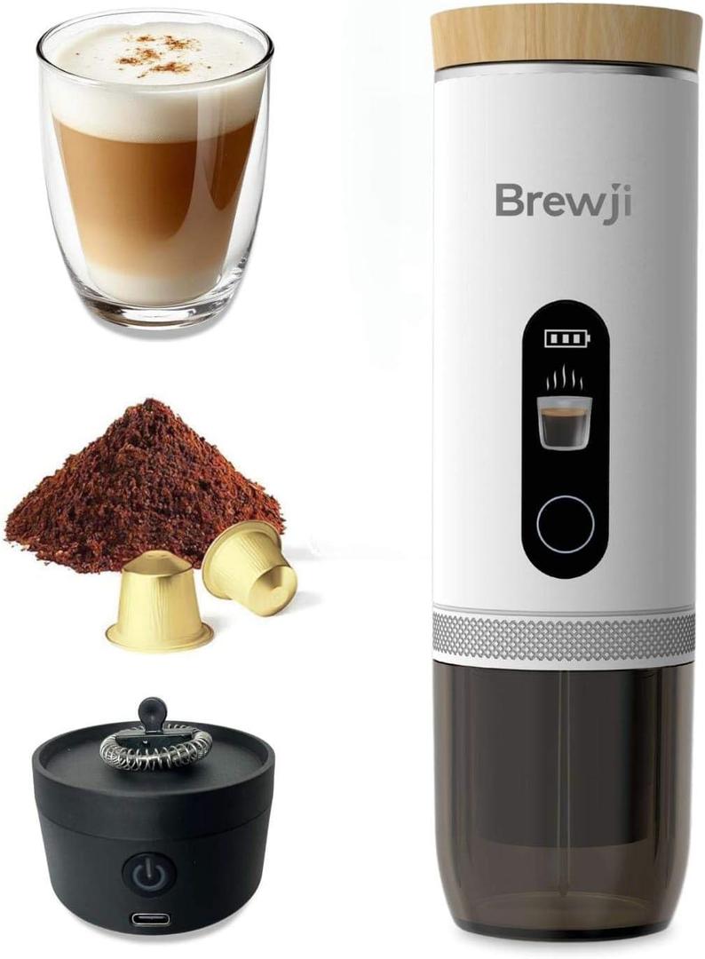 Portable Self-Heating Espresso Machine and Coffee Maker Including Milk Frother