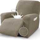 MAXIJIN Waterproof Recliner Chair Covers 3 Pieces Recliner Cover That Stay in Place, Washable Lazy Boy Recliner Slipcovers with Pockets Reclining Protector for Pet, Kids (Recliner, Khaki)