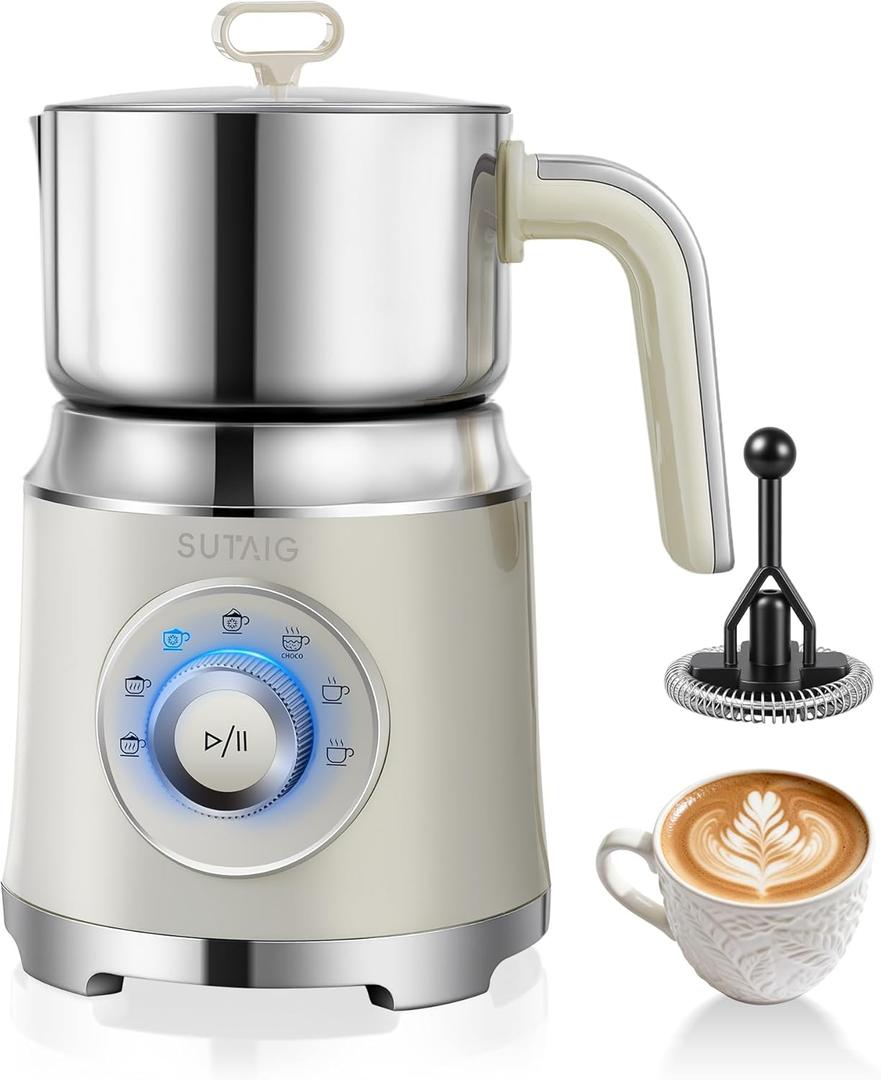 Milk Frother, 27oz All-in-1 Milk Steamer and Frother for Coffee, Variable Froth Thickness, Hot & Cold Foam Milk Warmer with Temperature Control
