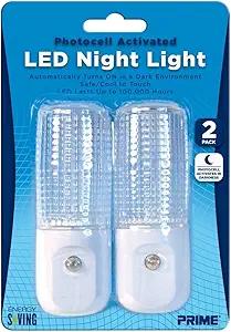 Prime Wire & Cable NLAE332P Automatic Night Light White LED, 2-Pack and Lamp