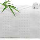 Cooling Cotton Waffle Blanket Queen Size for Bed - Lightweight Breathable Throw Blankets of 50% Rayon Derived from Bamboo for Hot Sleepers, Soft Summer Blanket, White, 90"x90"
