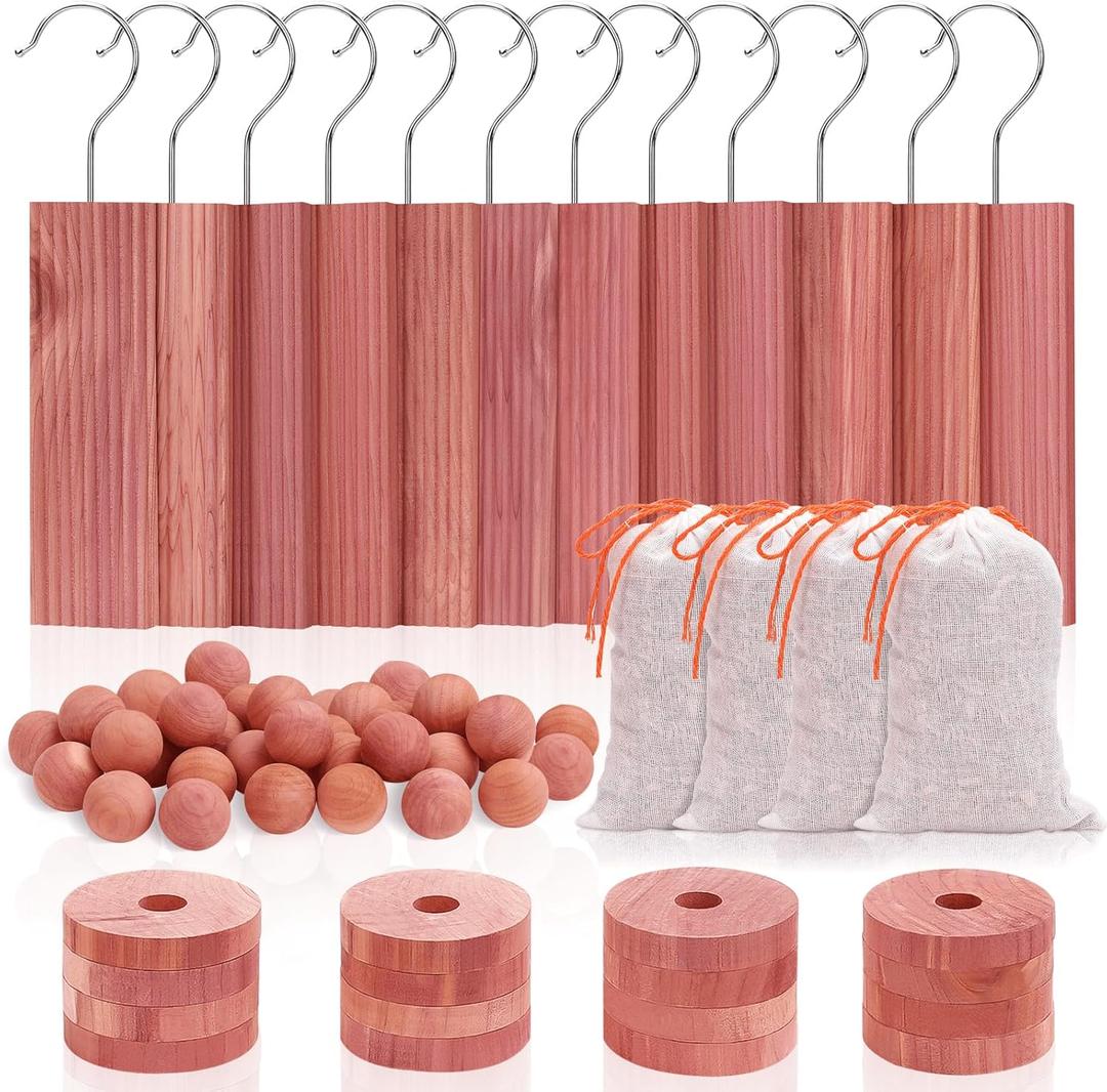 Homode Cedar Blocks for Clothes Storage, Cedar Chips for Closets and Drawers, Aromatic Cedar Wood Balls and Cedar Sachets, Cedar Closet Freshener, 80 Pack