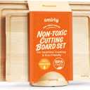 SMIRLY Walnut Wood Cutting Boards for Kitchen, Set of 3 with Holder Large - Small, Walnut Wooden Cutting Board Set with Deep Juice Grooves, Non Toxic Serving Tray, Perfect Mother's Day Gifts