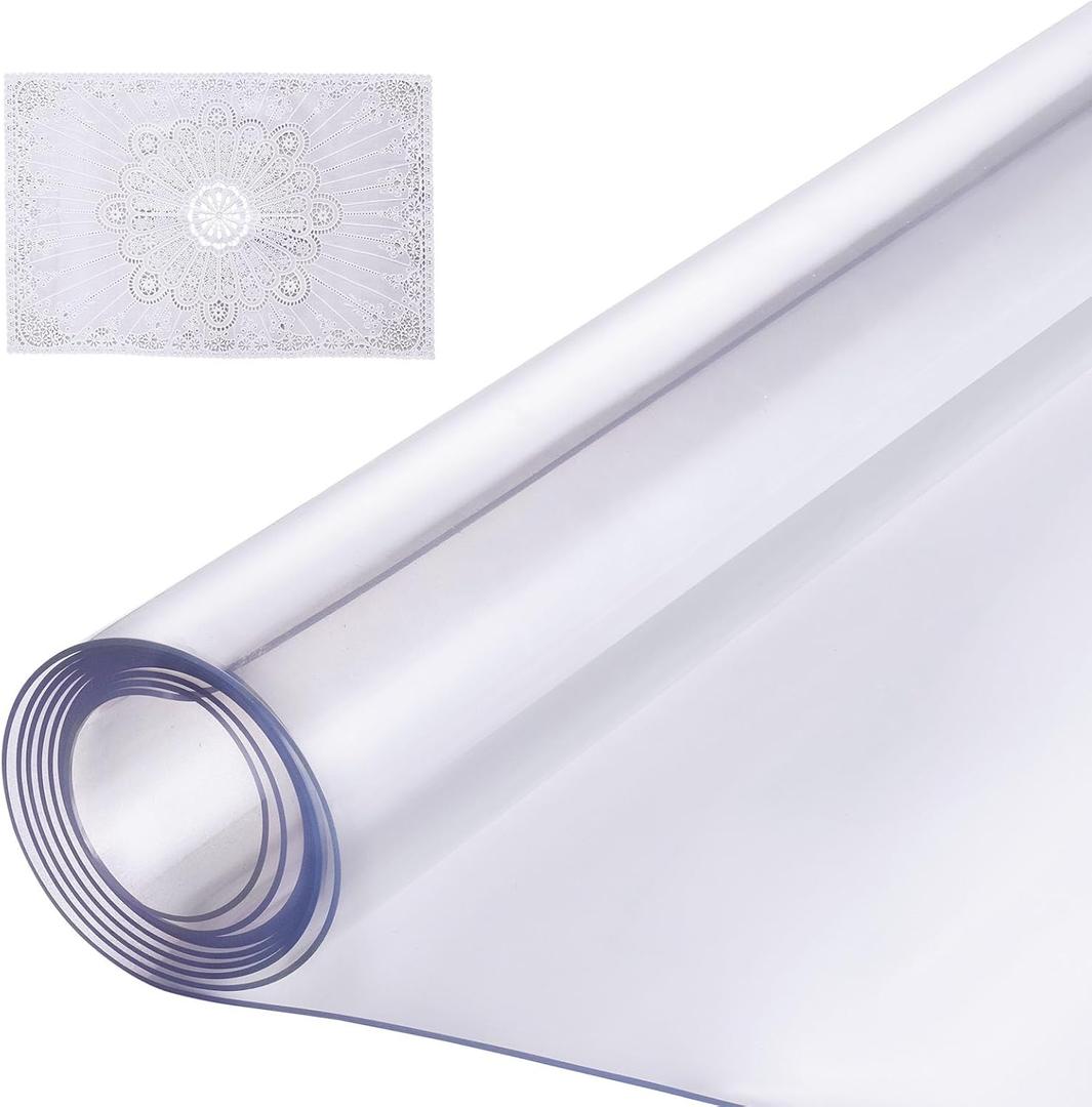 VEVOR Plastic Table Cover, 24 x 96 Inch 1.5 mm Thick Clear PVC Desk Mat Protector, Waterproof & Easy Cleaning Tablecloth, for Office, Dresser, Dining Room, Night Stand (96" x 24" (Oblong))