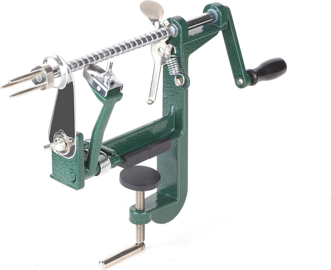 Apple peeler and corer with Powerful Suction base Apple peeler slicer corer with stainless steel blades for pears potato peelers (Screw, Green)