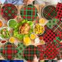 Plaid Christmas Plates and Napkins,Plaid Dinnerware Buffalo plaid Christmas Red and Green Plates and Napkins for Winter christmas Holiday Decorations