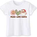 Toddler Boy Christmas Shirt for Girls Kids, Happy Xmas Tee, Santa Snowman Trees Dinosaur Reindeer Digger, 2-6T (3-4T, Peave Love)