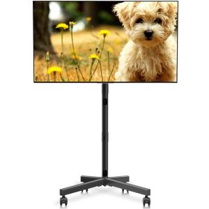 Mobile TV Stand with Wheels for Most 21-60 Inch Flat/Curved Screens TVs, Height Adjustable Rolling TV Cart, up to 77 lbs, Max VESA 400x400, ML55SE (Black)