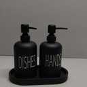 MOMEEMO Black Soap Dispenser Set, Contains Dish and Hand Soap Dispenser, Suitable for Kitchen Decor and Accessories. (Black) (H&d Black With Tray)