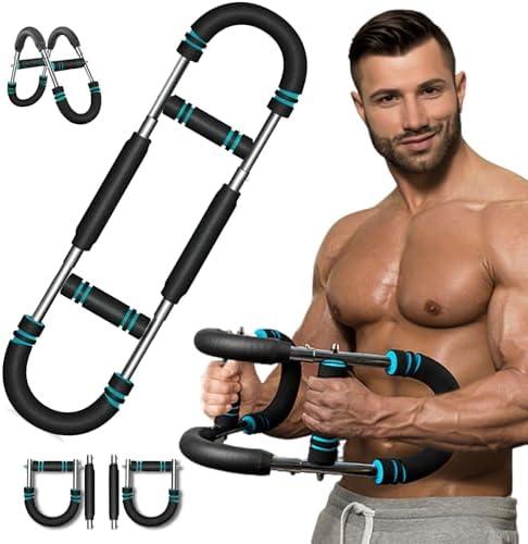 Twister Arm Trainer, Chest Workout Equipment, Three-Level Adjustable Forearm Strengthener at Home, Portable Fitness Exerciser, Gifts for Men Women Dad Bro Husband (Blue 30-70lb)