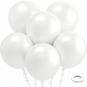 Bezente Pearl White Balloons 18 Inch - 30 Pack Large Thick Ivory Balloons Big Round Pearlescent White Latex Balloons for Christmas Anniversary Wedding Baby Shower Birthday Party Decorations