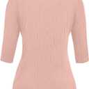 JomeDesign Blouses for Women 3/4 Sleeve Shirts Round Neck Loose Casual Flowy Tops Pink (M)