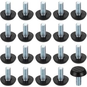 uxcell 20Pcs M8 Thread Furniture Feet Levelers, 23x20mm Adjustable Leveling Table Feet, Screw on Furniture Glide Leveling for Chair Stool Legs, Black
