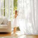 PONY DANCE White Sheer Curtains 108 inch Long - Non See Through Sheer Curtains for Living Room Bedroom - Privacy Window Semi-Sheer with Light Filtering, Wrinkle-Resistant Fabric, White, 52x108 Inch