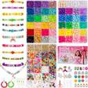 Taybonds Friendship Bracelet Making Kit for Beginners, 3 Boxes Jewelry Making Kit with Polymer Clay Charms, Clay, Pony, Letter Beads, Pearls, Unicorn Mermaid Rainbow Pendants, Gift Party (48 Colors-3Boxes)