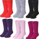 LANLEO Kids Wool Socks For Toddlers Boys Girls Hiking Winter Warm Cozy Thick Heavy Thermal Crew Boot Socks 6 Pairs Solid Color Girl, 4-7 Year Old