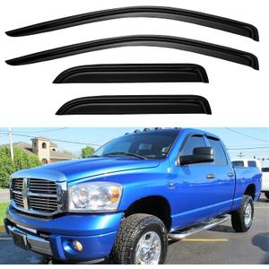 Window Rain Guards for 2002-2008 Dodge Ram 1500 Quad/Extended Cab, Window Vent Wind Visors Shades Deflectors for 2003 2004 2005 2006 2007 2008 2009 Ram 2500 3500