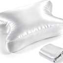 Satin CPAP Pillow Cover for Side Sleeping (Only Pillowcase) Cervical Pillow Cover Adjustable Cpap Satin Neck Pillowcase to Reduce Air Leaks Dryness Mask Discomfort,  Size About 19.69 x 12.6 x 5.31 inches (Light Gray)