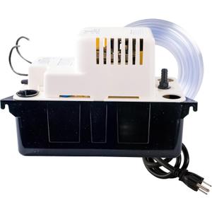 Little Giant VCMA-15ULST 115 Volt, 65 GPH, 1/50 HP Automatic Condensate Removal Pump for HVAC/Refrigeration Systems/Dehumidifiers with Overflow Detection Switch and 20-Foot Tubing, Black/White, 554415