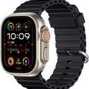 DaQin Ocean Band for Apple Watch Ultra 3/2/1 49mm, Series 11 10 46mm, Series 9/8/7 45mm, SE3/SE2/SE/Series 6/5/4 44mm, Series 3 42mm, Sport Silicone Breathable Waterproof Strap for iWatch Bands Men (Black)
