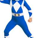 Morphsuits Blue Mighty Morphin Power Rangers Costume Kids, Power Rangers Kids, Boys Halloween Costume (Large)