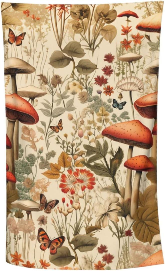 Vintage Mushroom Beach Towel,32x52in,Quick-Dry Sand-Free Fern Bath Towels,Microfiber Lightweight for Travel Pool Yoga Beach Outdoor Activities Decor Accessories Gifts (Retro Mushroom)
